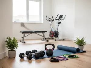 Kobieta w sportowym stroju dotyka dolnej części pleców, wskazując obszar mięśnia czworobocznego lędźwi w nowoczesnej siłowni.
