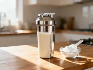 Rolka do ćwiczeń mięśni brzucha ustawiona na podłodze w nowoczesnej sali fitness w świetle poranka.